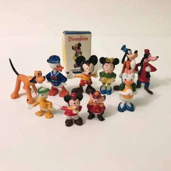 Marx Other - Vtg Mini Disneykins Marx Mickey Minnie Pluto Goofy Timothy Louie Donald Daisy